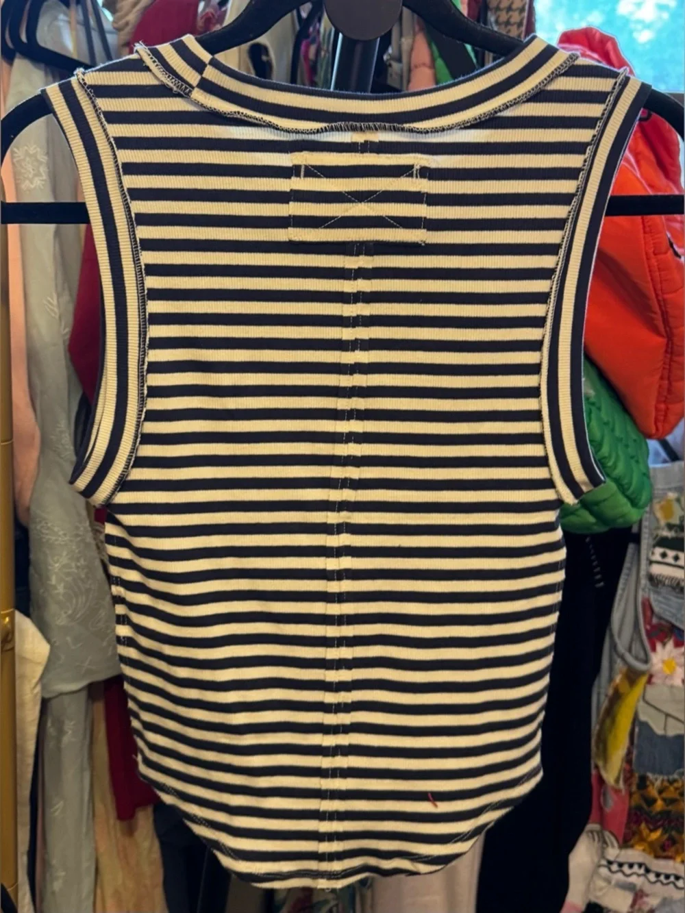 NWOT Free People We The Free Kate Stripe Tee tank - navy Combo - small_10